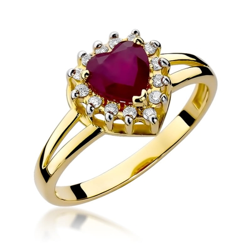 Złoty pierścionek W-310 Rubin 1,10 ct i brylanty