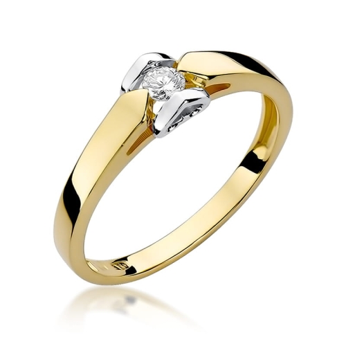 Złoty pierścionek W-320 brylant 0,09 ct
