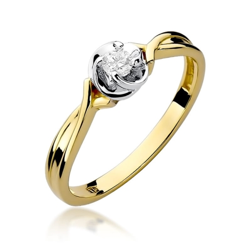 Złoty pierścionek W-329 brylant 0,10 ct