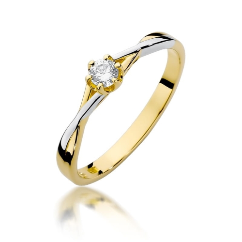 Złoty pierścionek W-340 brylant 0,12 ct