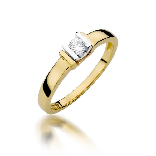 Złoty pierścionek W-343 brylant 0,10 ct
