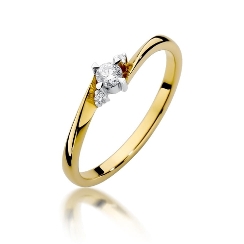Złoty pierścionek W-346 brylant 0,12 ct