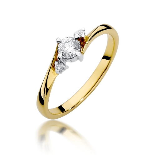 Złoty pierścionek W-346 brylant 0,28 ct