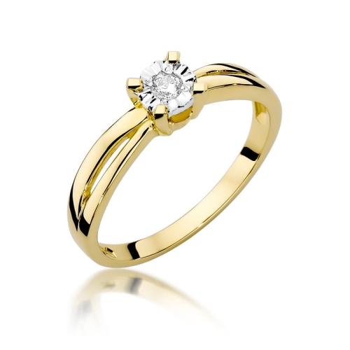 Złoty pierścionek W-360 brylant 0,08 ct