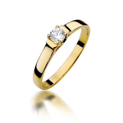 Złoty pierścionek W-381 brylant 0,18 ct