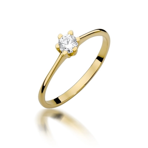 Złoty pierścionek W-387 brylant 0,23 ct