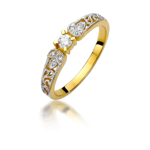 Złoty pierścionek W-411 brylanty 0,13 ct
