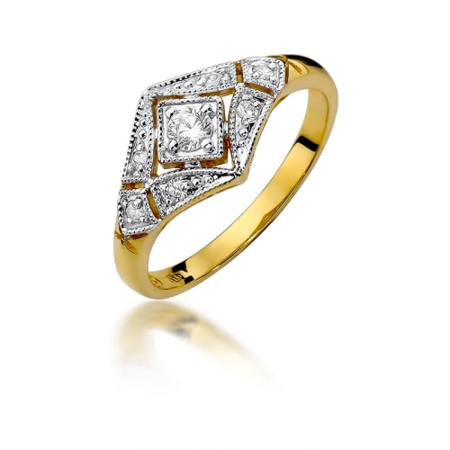 Złoty pierścionek W-412 brylanty 0,19 ct