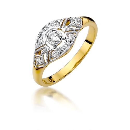 Złoty pierścionek W-413 brylant 0,19 ct