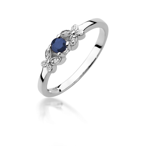 Złoty pierścionek W-414 szafir 0,15 ct i brylanty