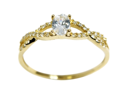 ZARĘCZYNOWY ZŁOTY PIERŚCIONEK 585 CYRKONIE P1870