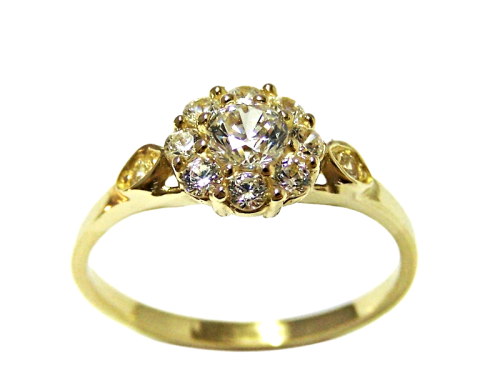 ZARĘCZYNOWY ZŁOTY PIERŚCIONEK 585 CYRKONIE P1539